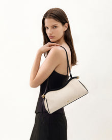 Naomi Curved Shoulder Bag - Black Canvas