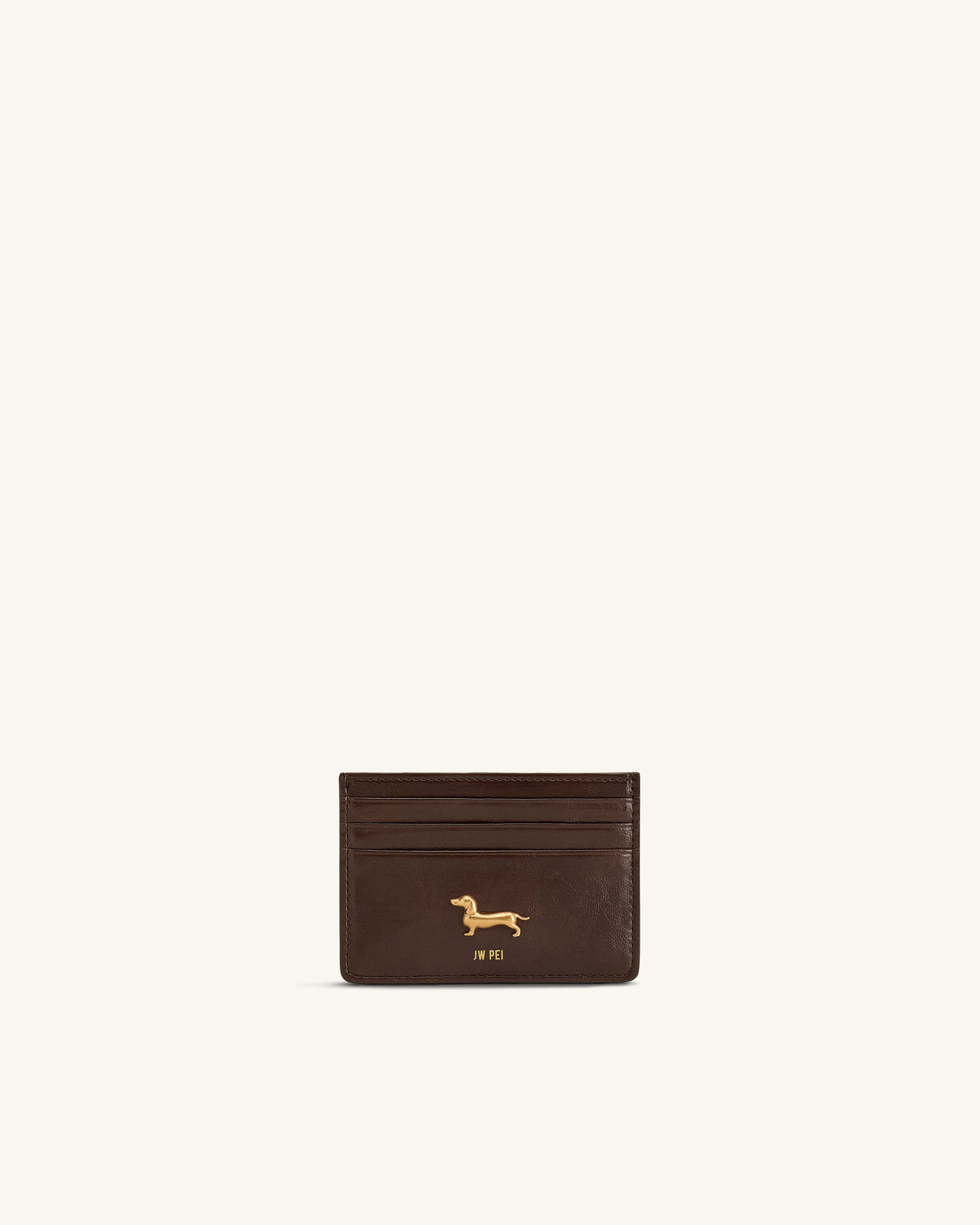 Maeve Dachshund Metal Emblem Card Holder - Chocolate | JW PEI