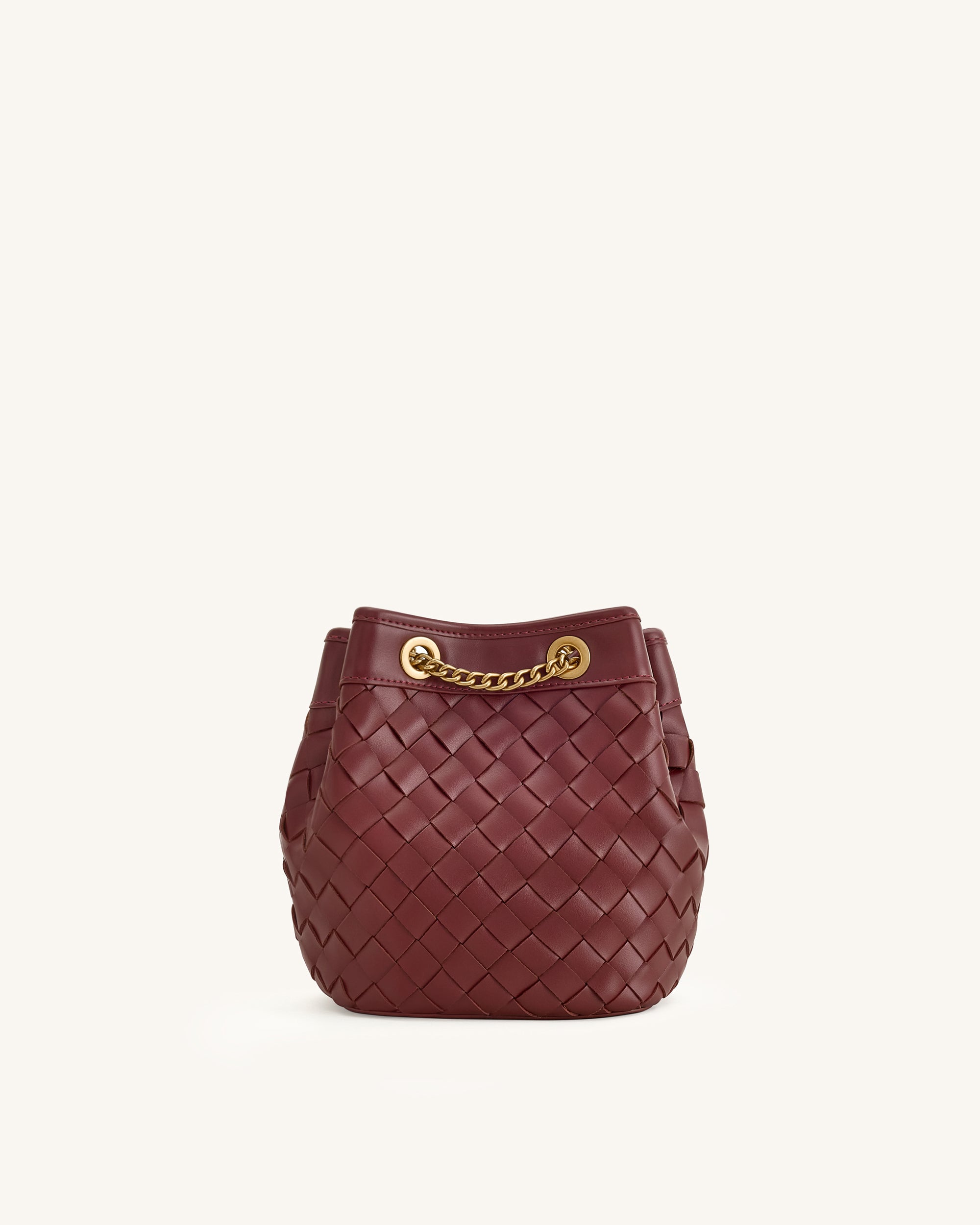 Yara Hand-Woven Bucket Bag - Burgundy