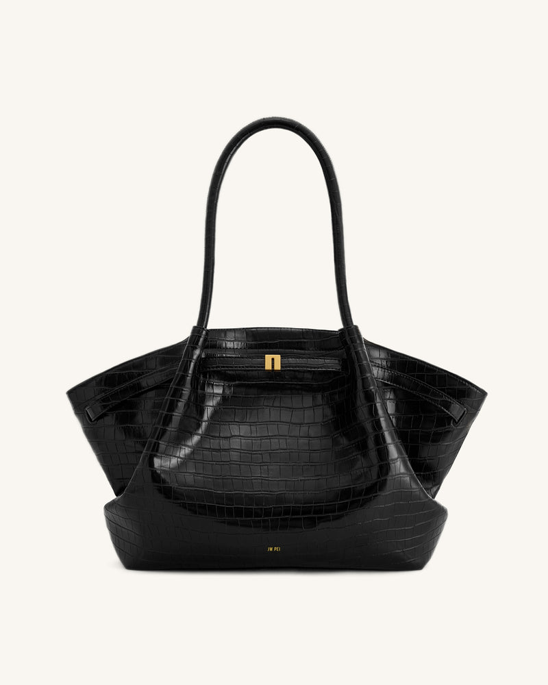 Hana Large Tote Bag - Black Croc
