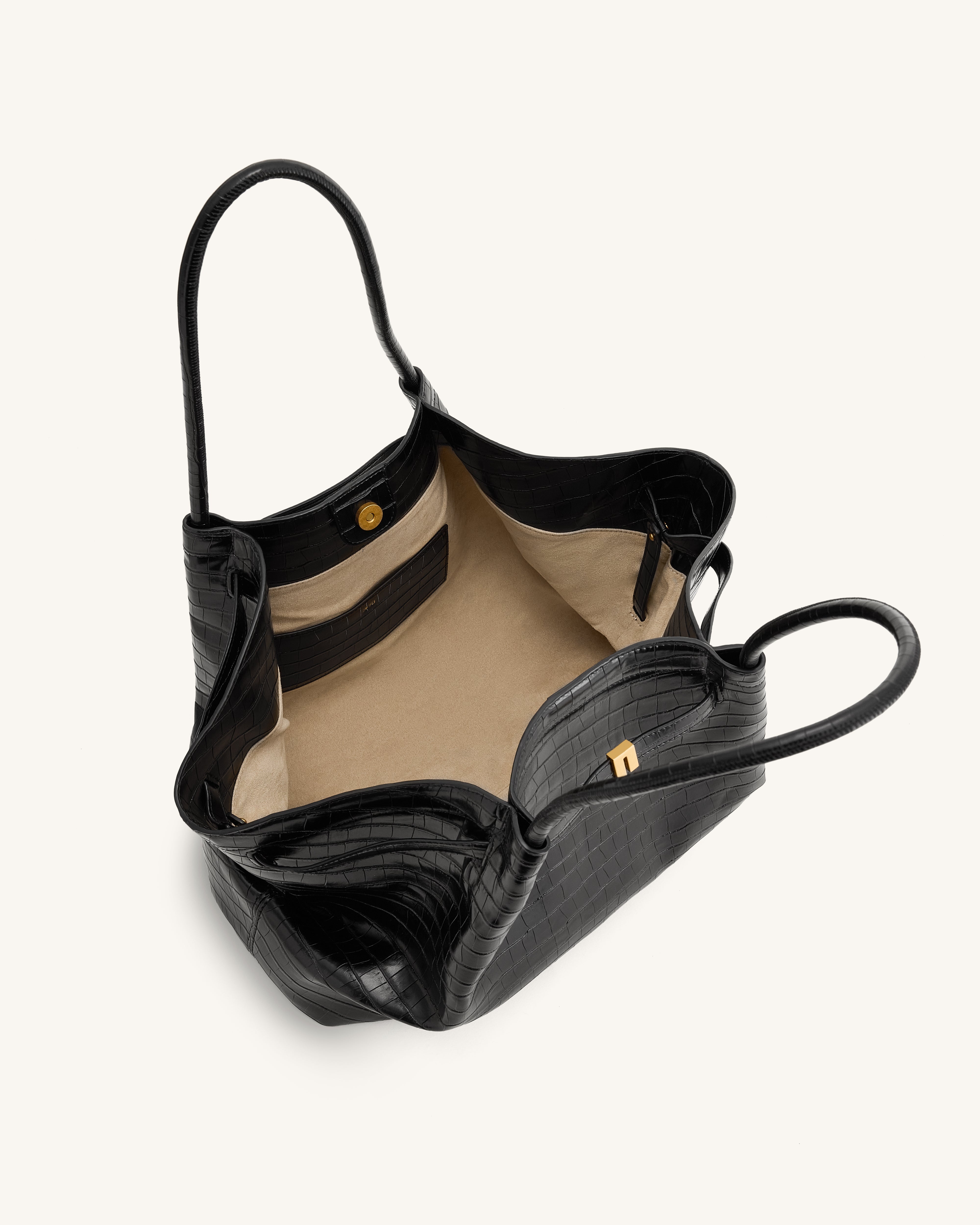 Hana Large Tote Bag - Black Croc | JW PEI