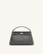 Carmen Faux Suede Top Handle Bag - Dark Gray