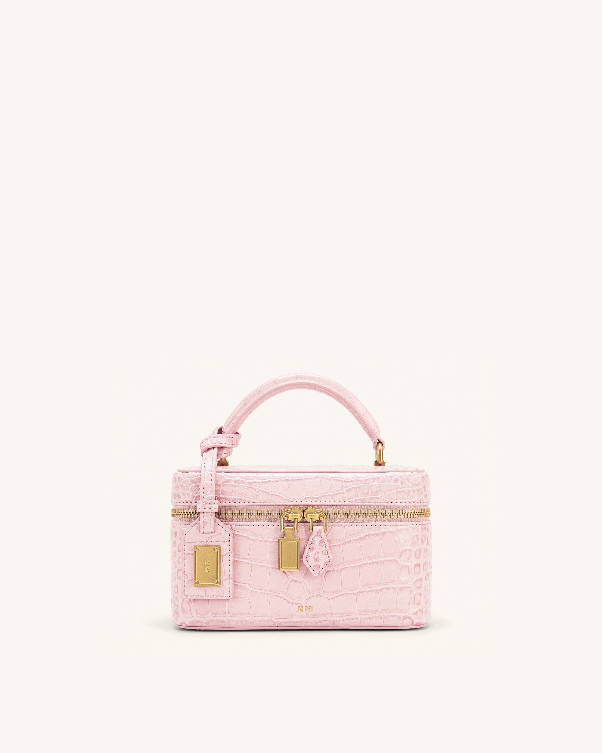 Cleo Box Shape Top Handle Bag - Light Pink Croc | JW PEI