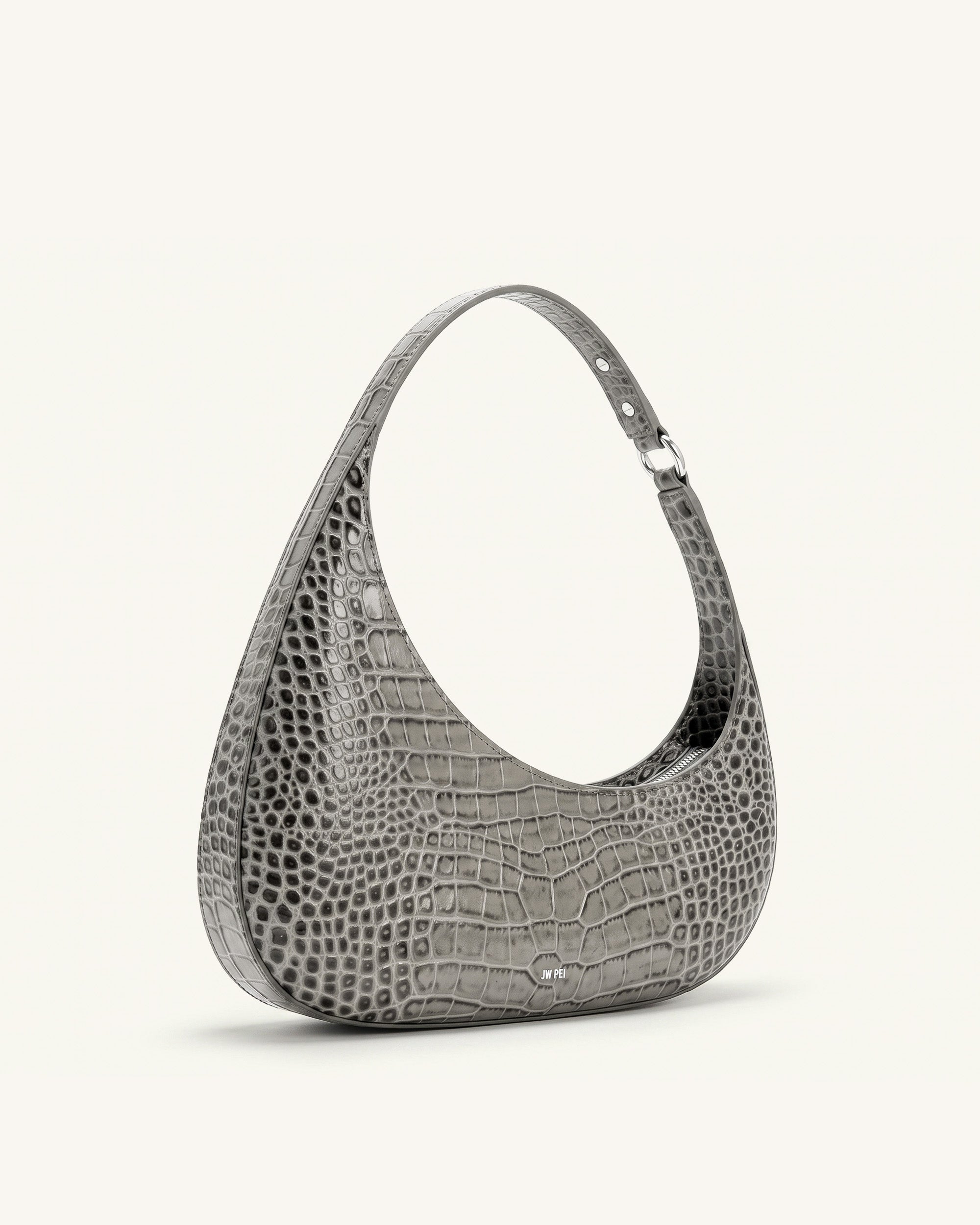 Harlee Shoulder Bag - Light Grey Croc | JW PEI
