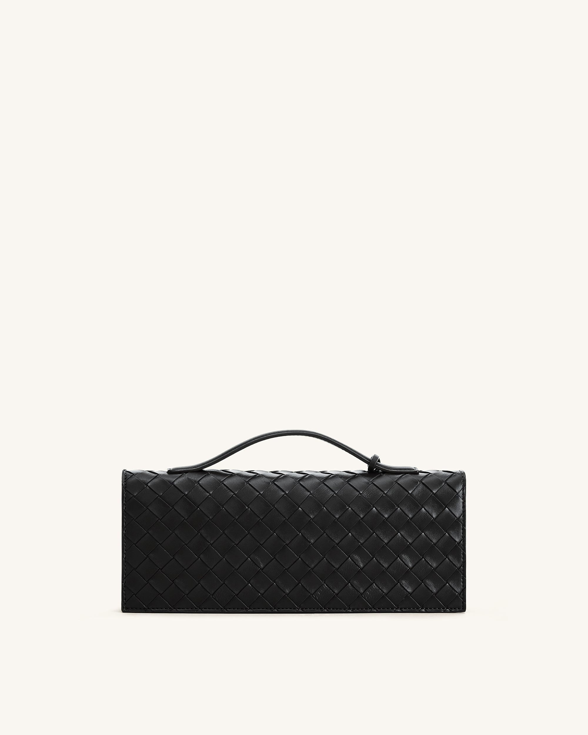 JW出品 Celeste Woven Textured Envelope Top Handle Bag - Black | JW PEI