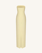 Floral Appliqué Strapless Dress - Yellow