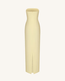 Floral Appliqué Strapless Dress - Yellow