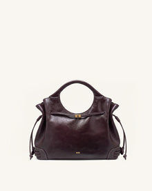 Virelle Waxed Vegan Leather Drawstring Tote Bag - Burgundy