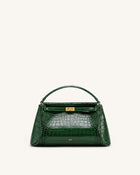 Carmen Top Handle Bag - Forest Green Croc