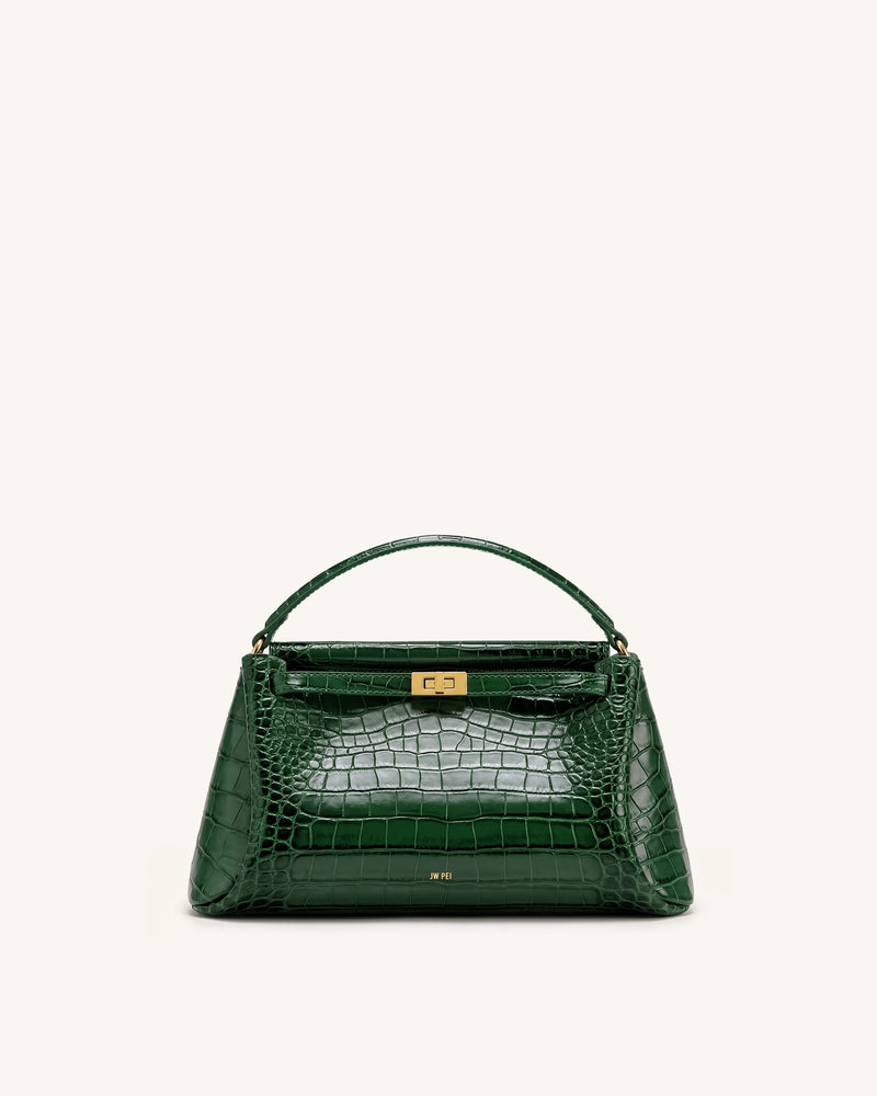 Carmen Top Handle Bag - Forest Green Croc