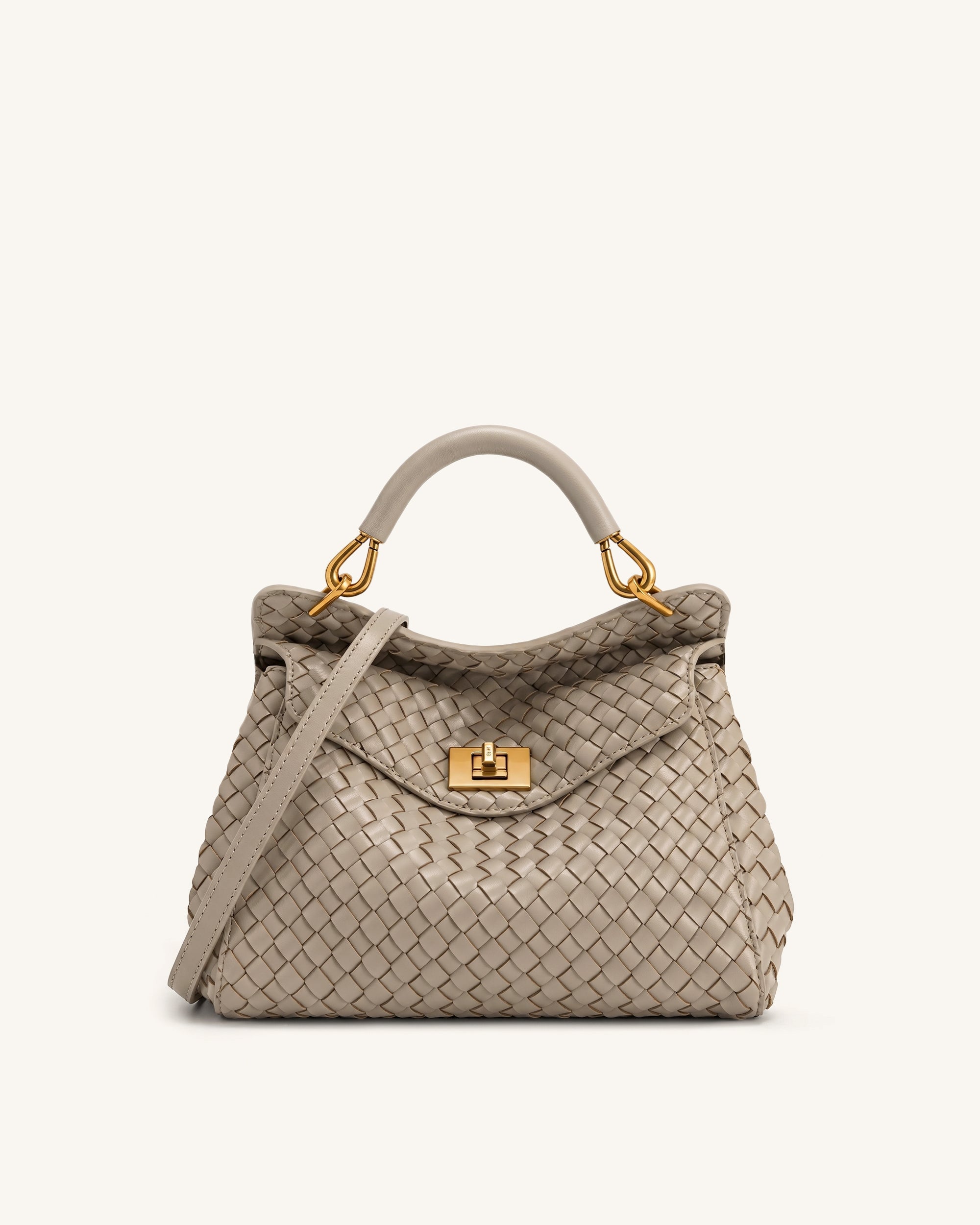 Lucia Classic Woven Top Handle Bag - Mud Gray | JW PEI