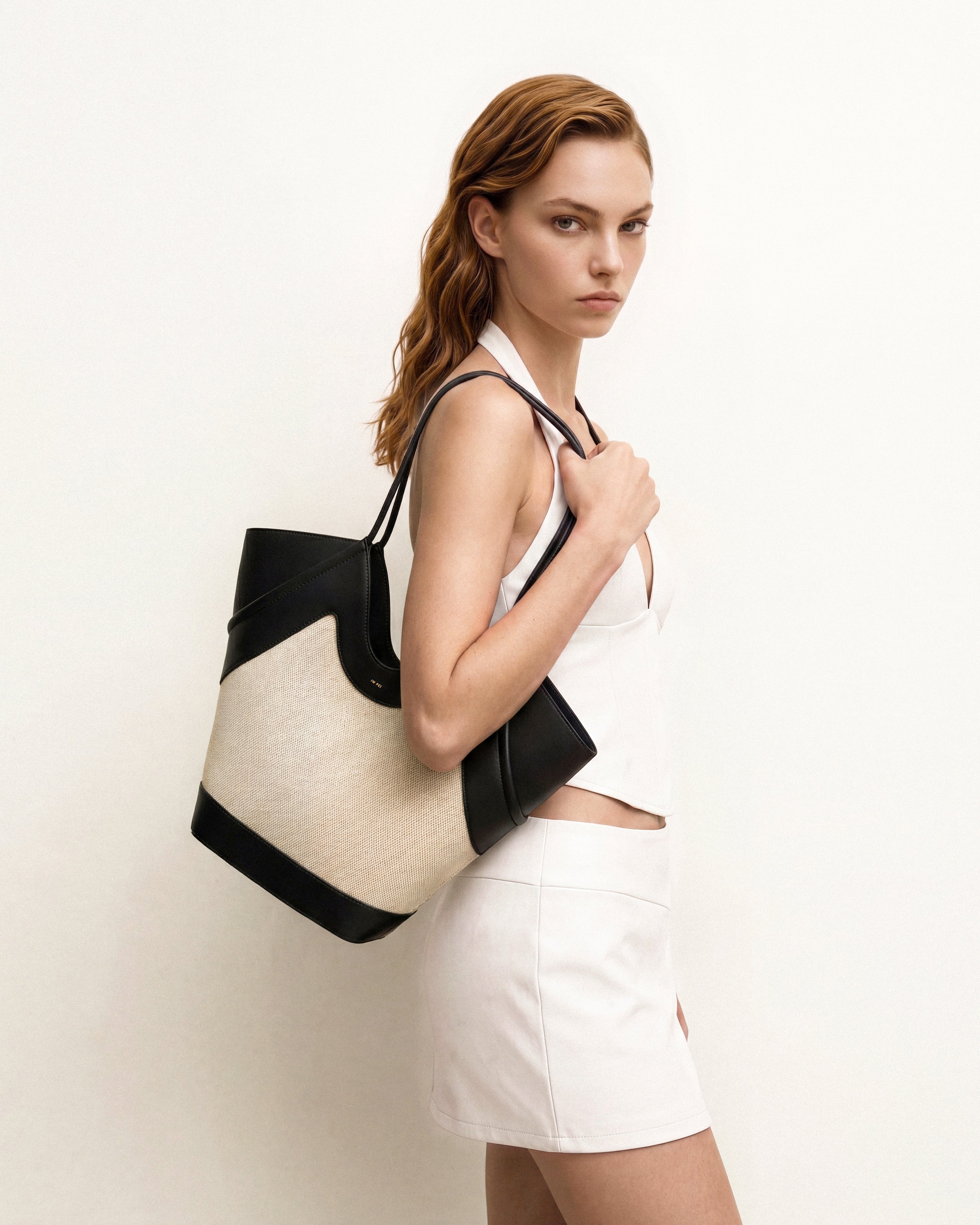 Maribel Panel Tote Bag - Black Canvas | JW PEI
