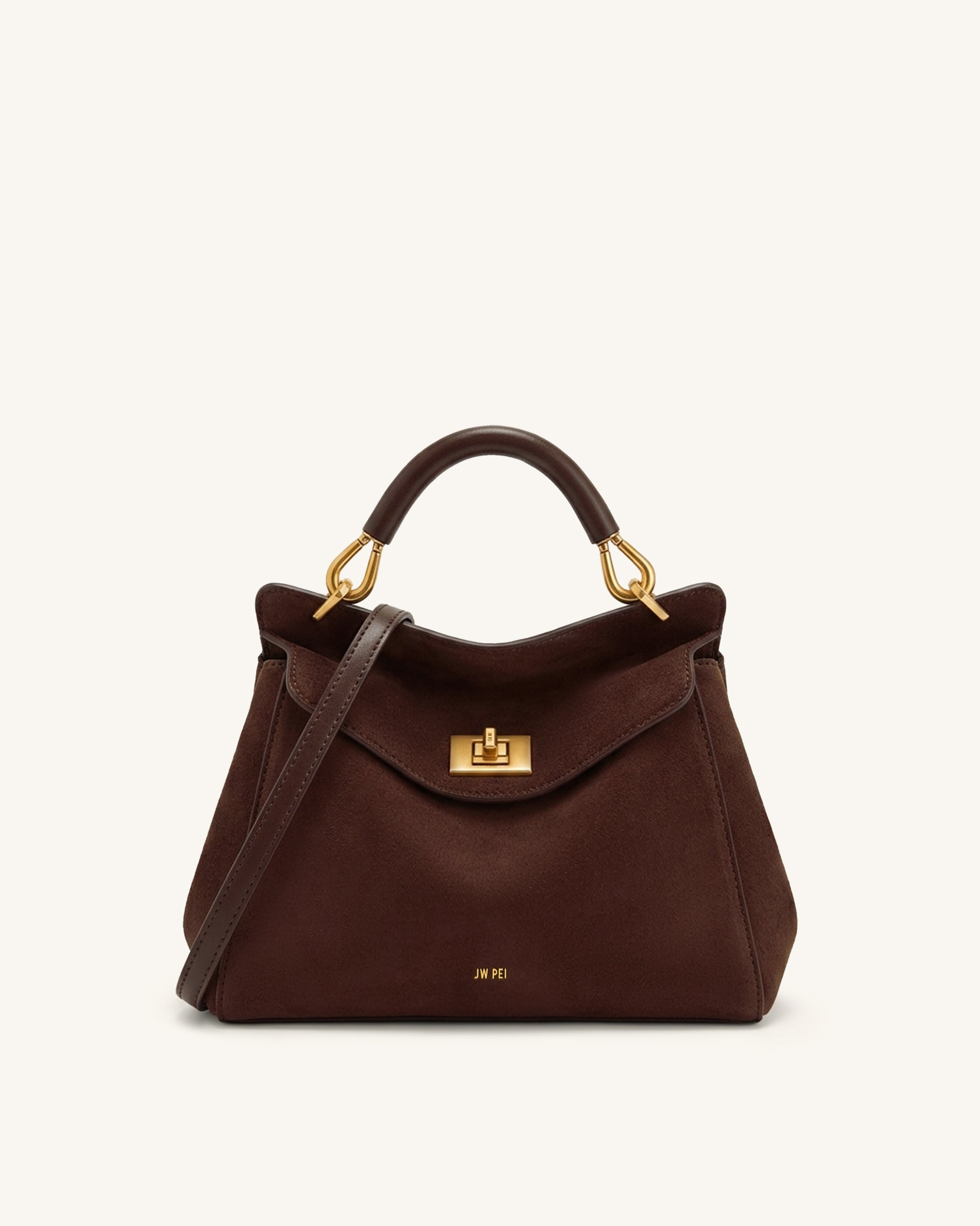 ポリッシュ Lucia Classic Faux Suede Top Handle Bag - Dark Brown | JW PEI