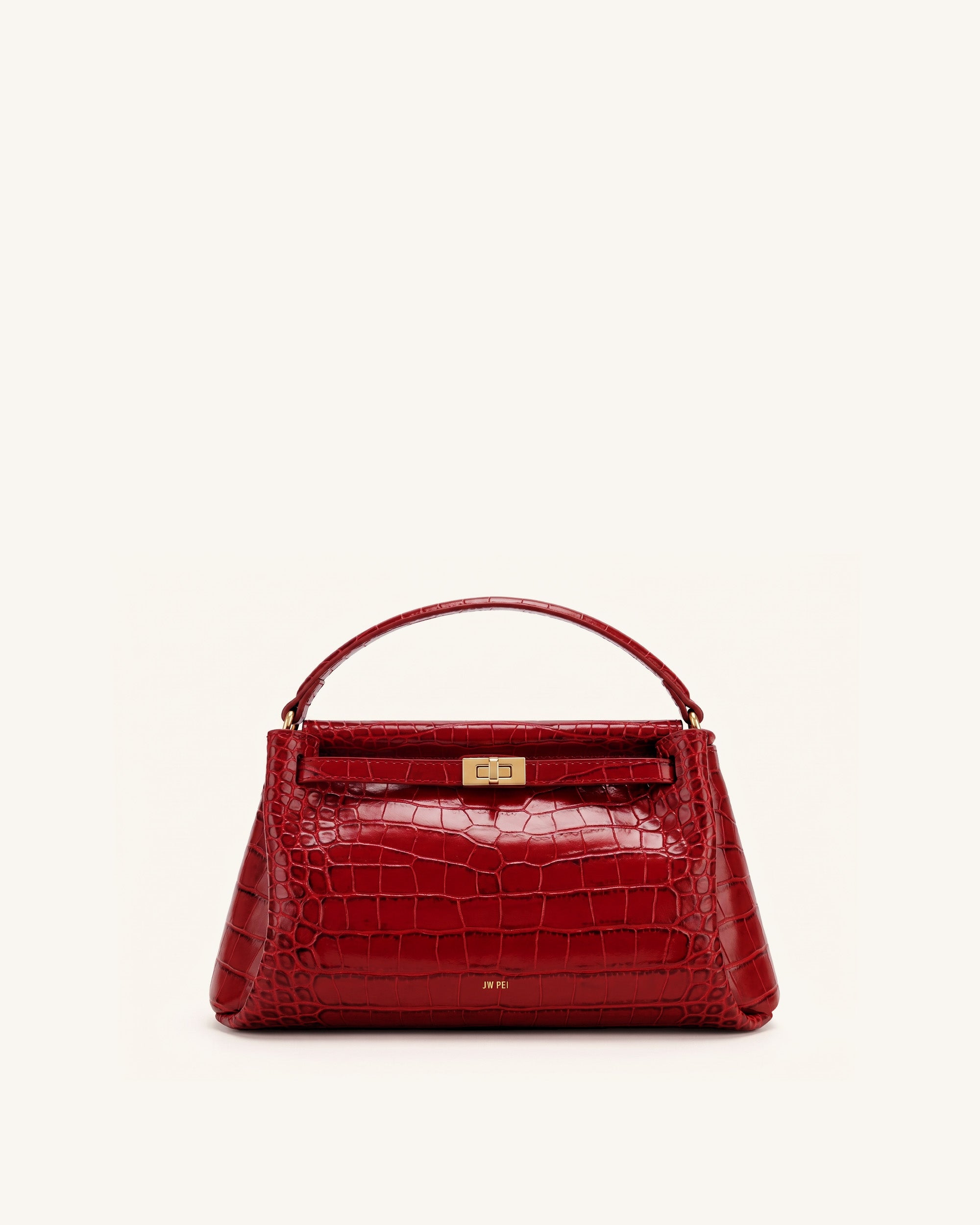 ウ*♪様 ワインレッド パテントレザー ハンドバッグ Carmen Top Handle Bag - Dark Burgundy Croc | JW PEI