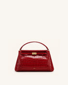 Carmen Top Handle Bag - Dark Burgundy Croc