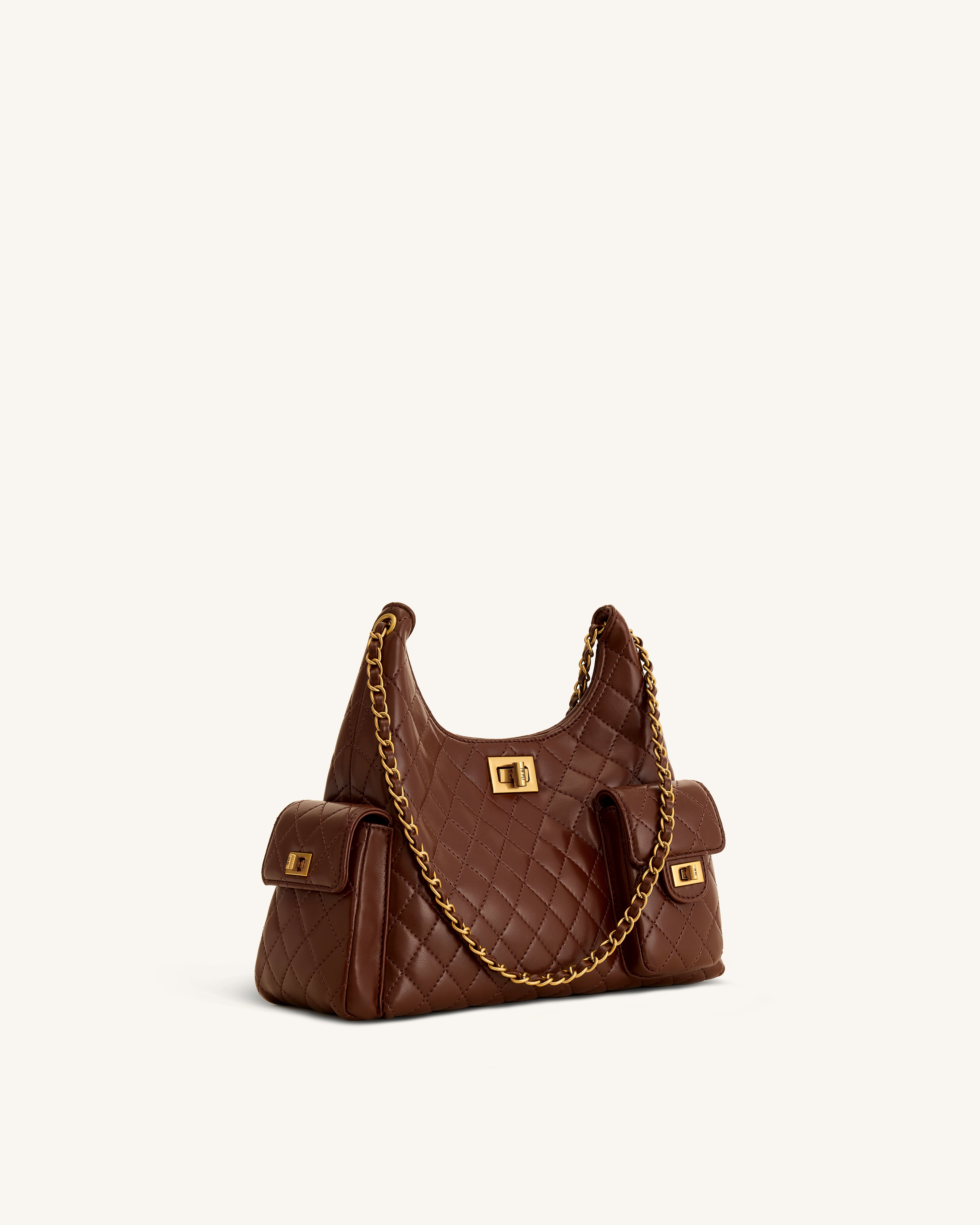Vivian Quilted Chain Shoulder Bag - Brown | JW PEI