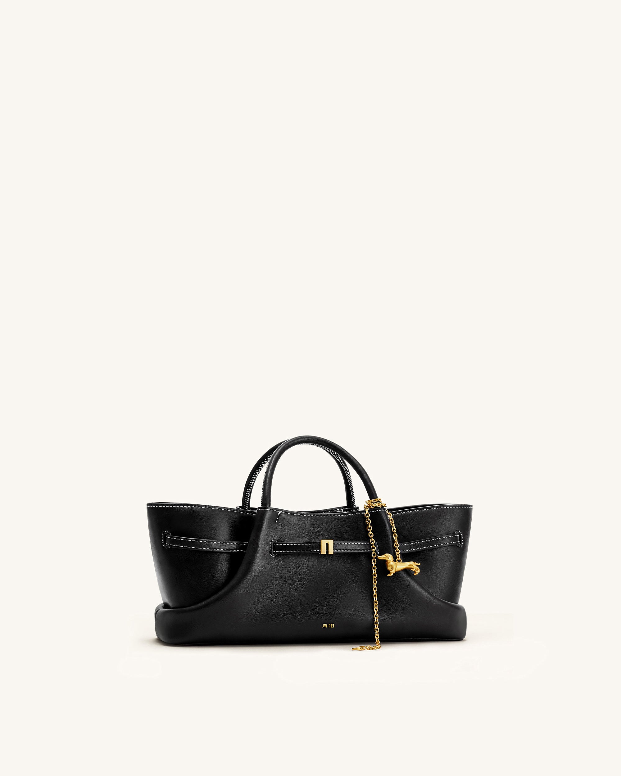 Maeve Dachshund Metal Charm Tote Bag - Black | JW PEI