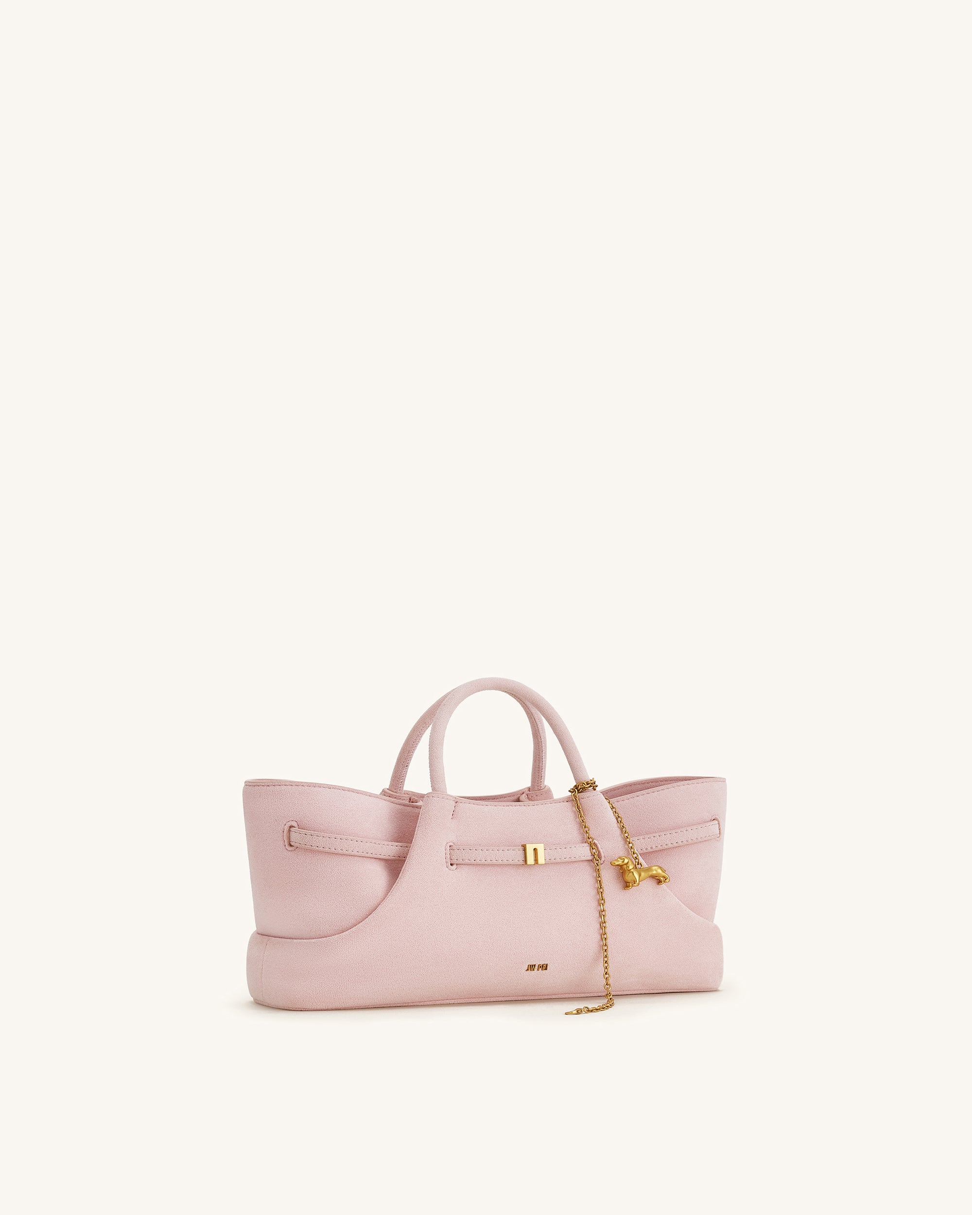 Maeve Dachshund Metal Charm Faux Suede Tote Bag - Pink | JW PEI