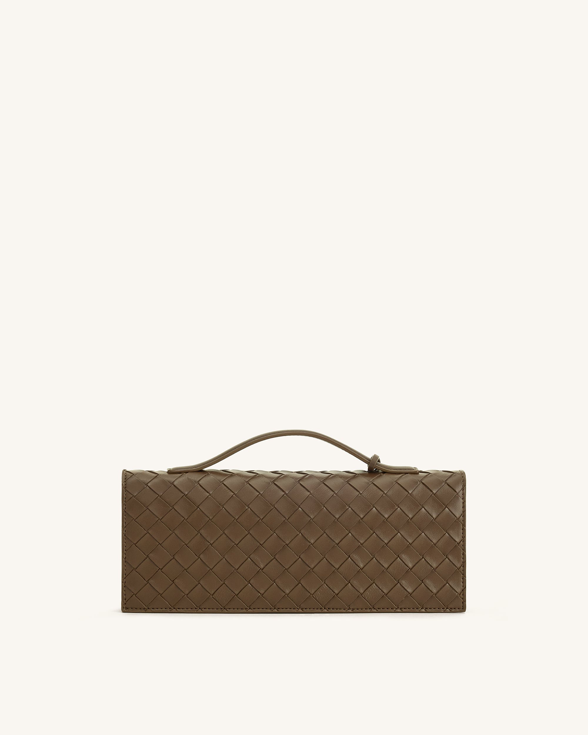 Celeste Woven Textured Envelope Top Handle Bag - Mocha Brown | JW PEI