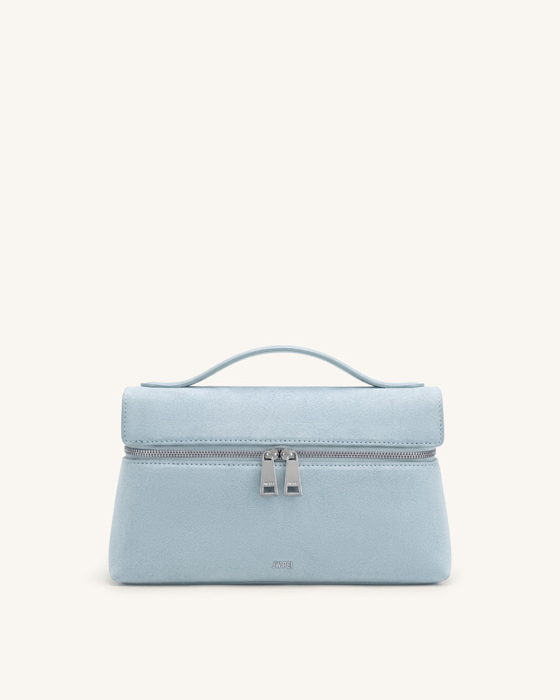 Thea Faux Suede Top Handle Bag - Light Blue