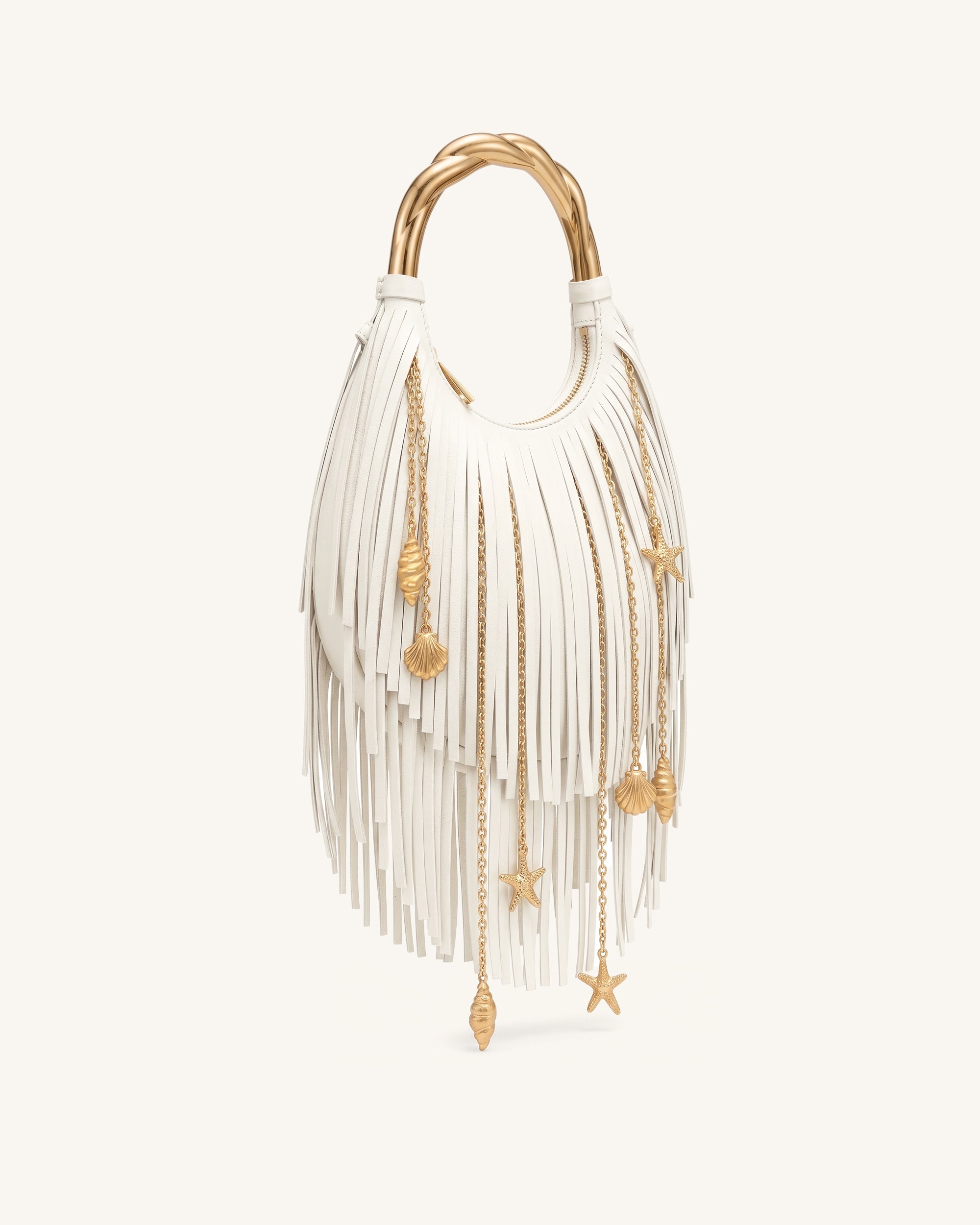 Chloe Metal Handle Fringe Top Handbag - Off White | JW PEI