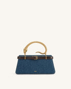 Elena Snake Handle Top Handle Bag - Dark Blue Denim