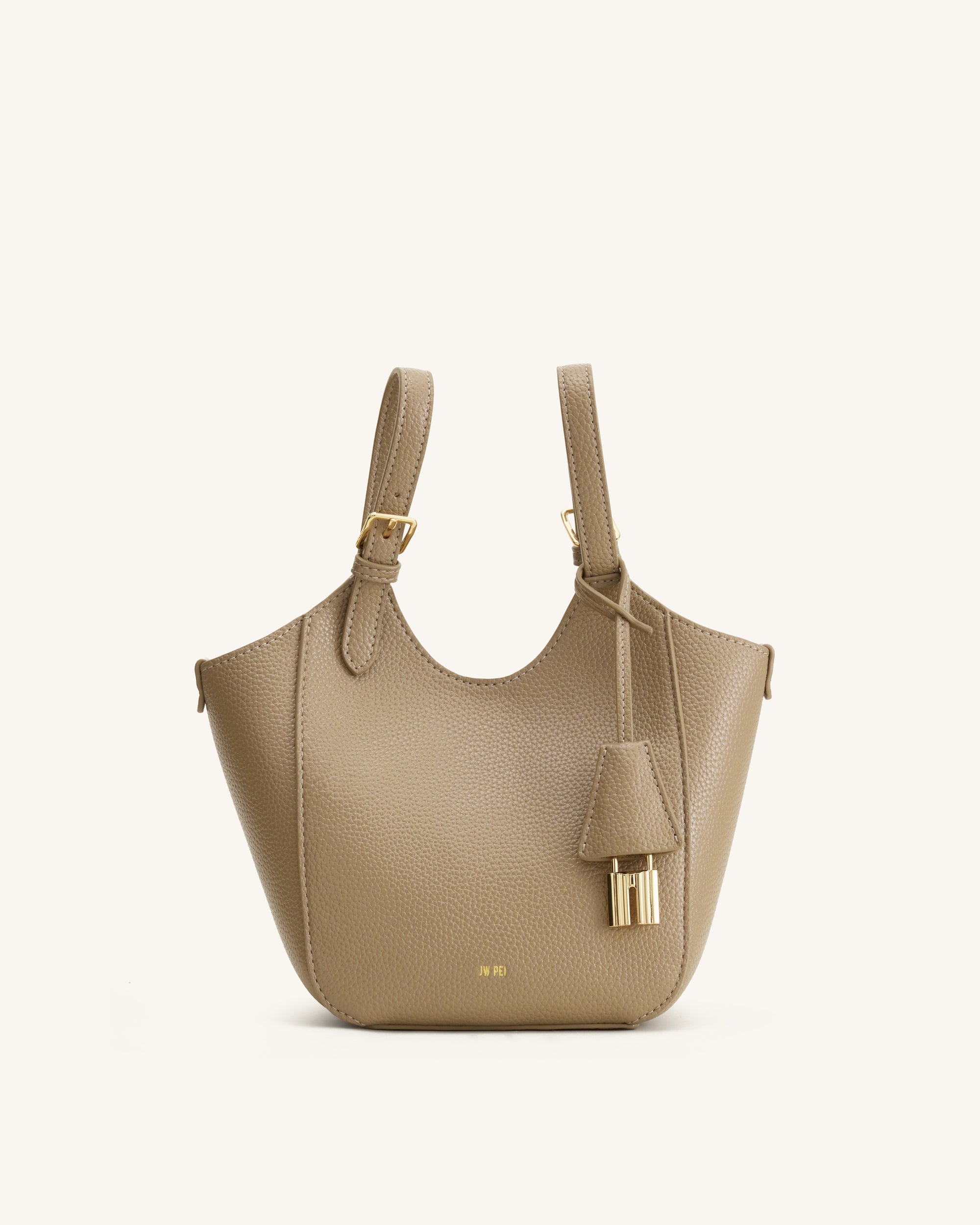 Ines Padlock Tote Bag - Gray Beige