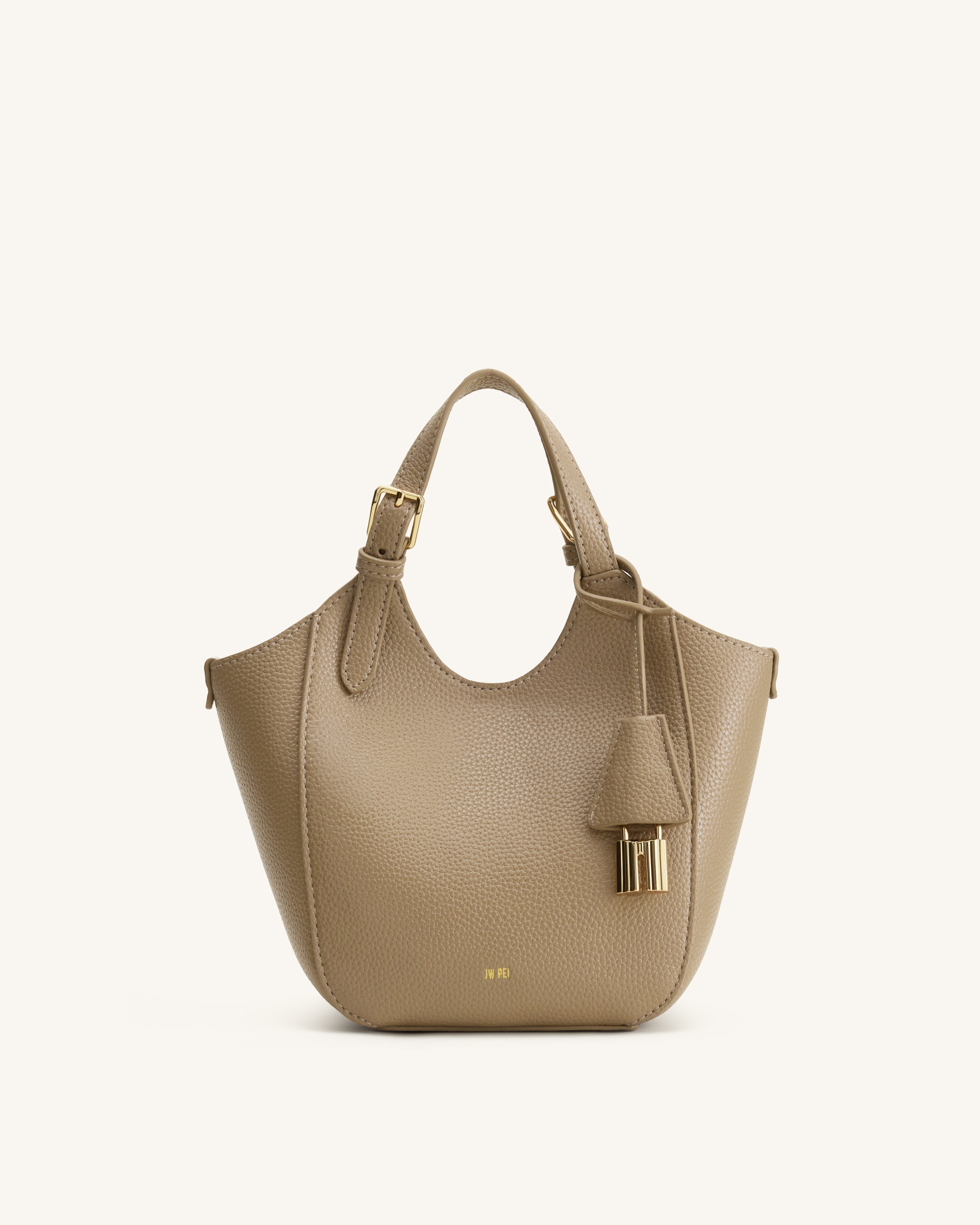 Ines Padlock Tote Bag - Gray Beige | JW PEI