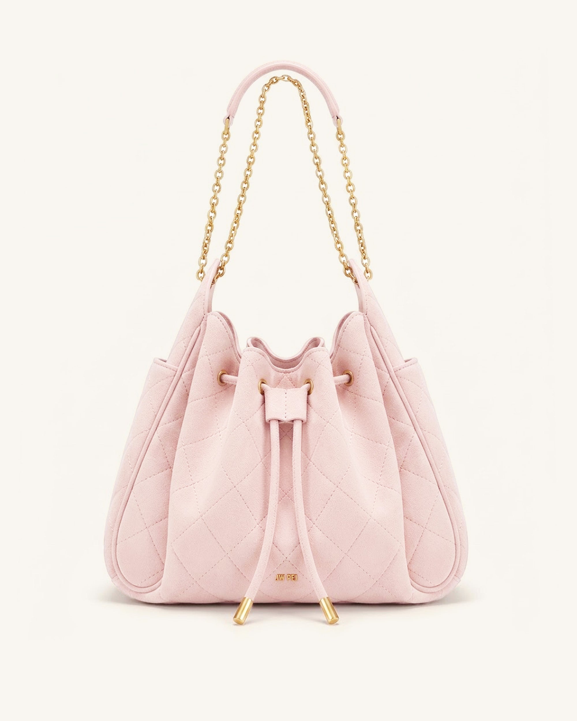 JW PEI Rowan Faux Suede Quilted Chain Bucket Bag - Pink