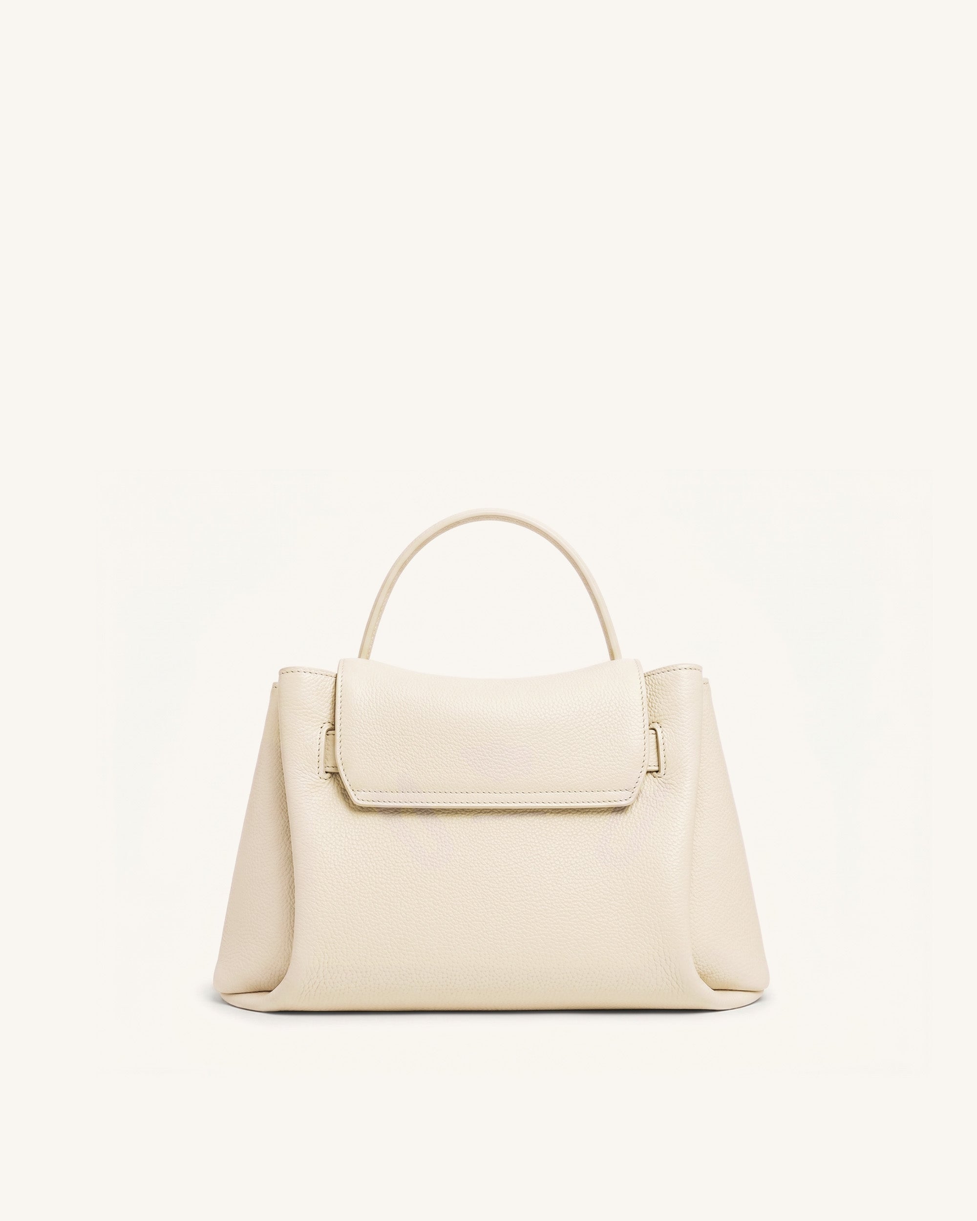 Rhea Small Pebbled Double Buckle Shoulder Bag - White