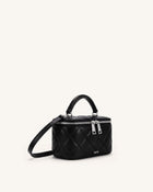 Vivienne Quilted Vanity Top Handle Bag - Black