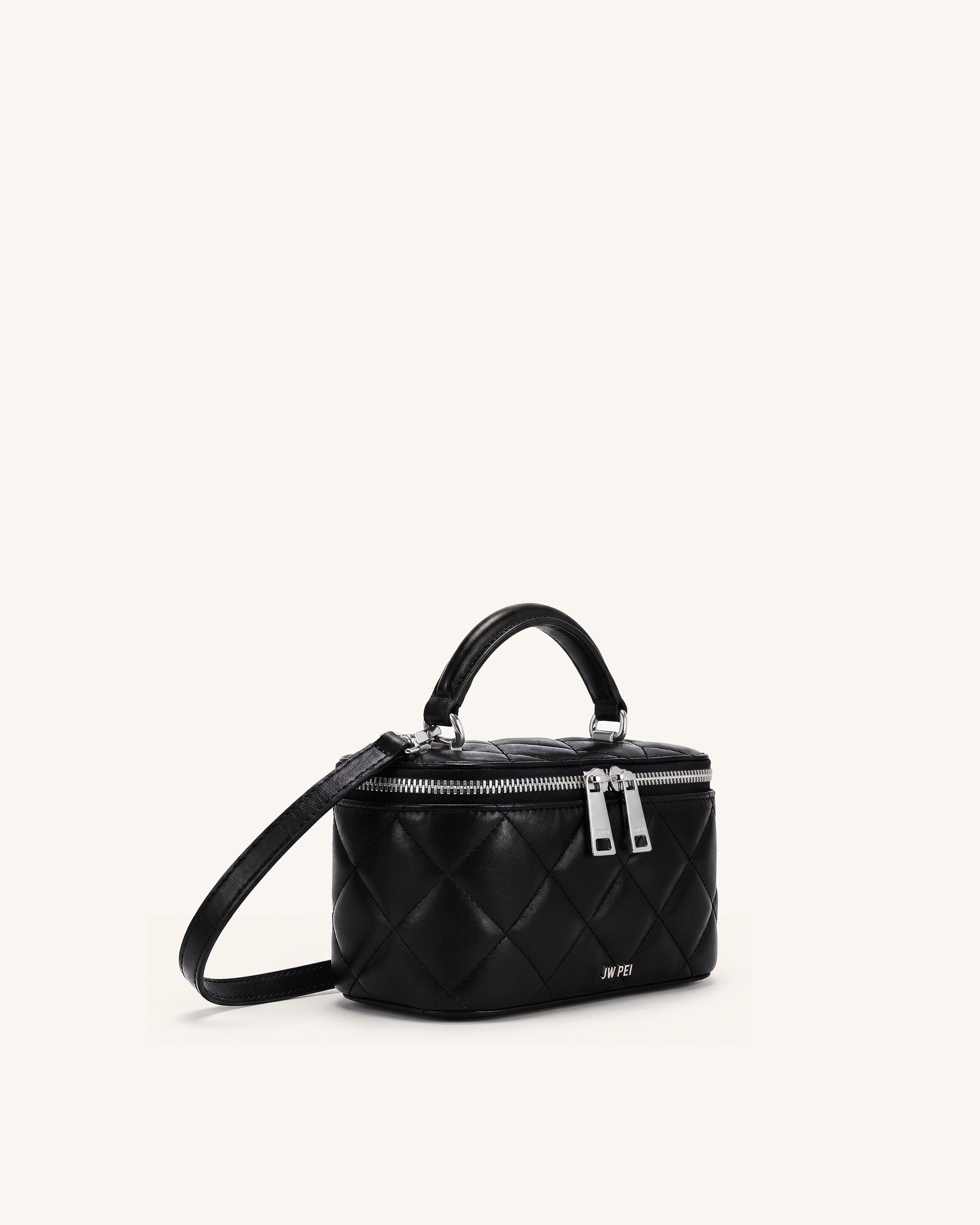 Vivienne Quilted Vanity Top Handle Bag - Black