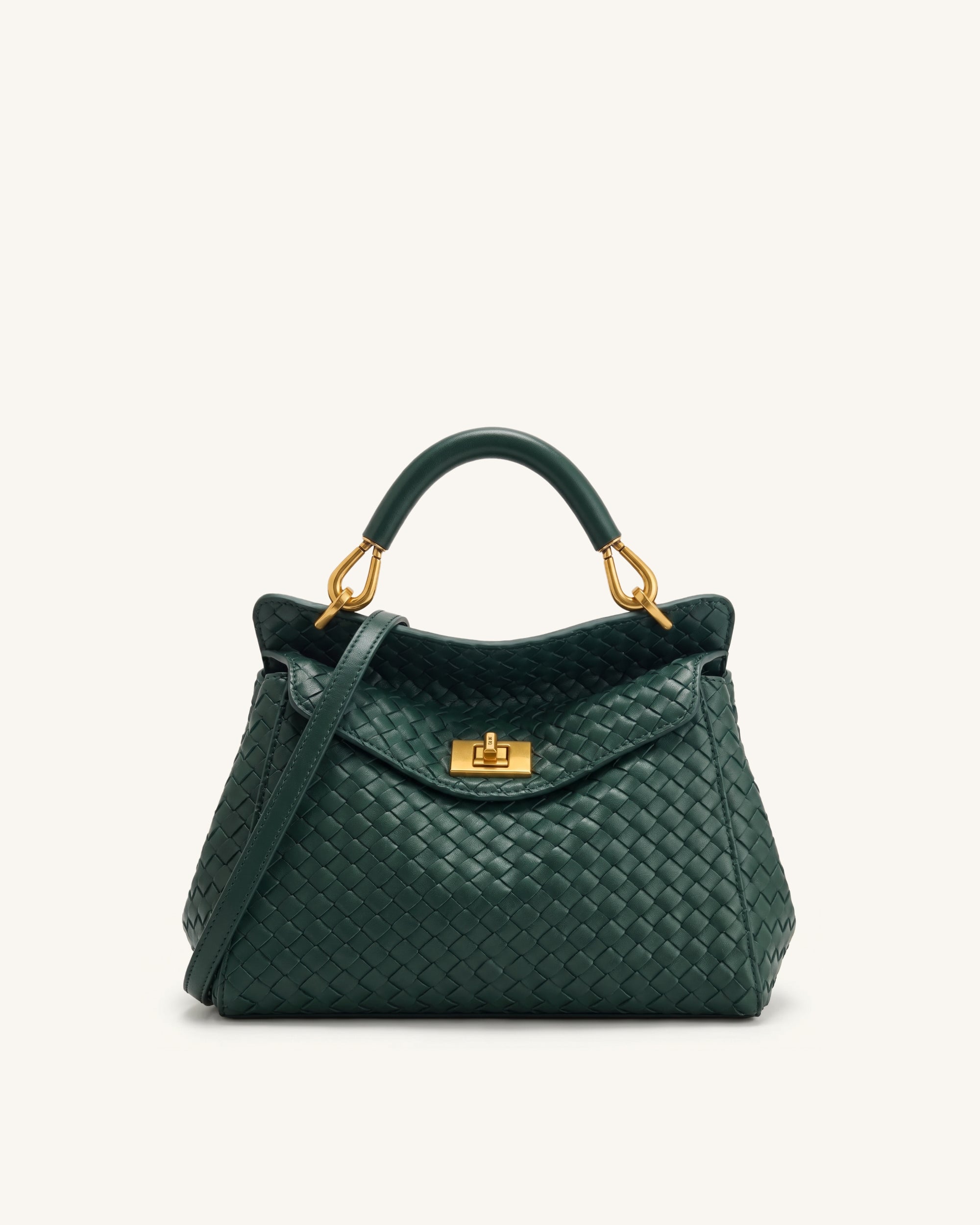Y7 Lucia Classic Woven Top Handle Bag - Forest Green | JW PEI