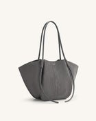 Nala Faux Suede Wide Tote Bag - Dark Gray