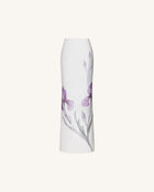 Iris Motif Maxi Skirt - White