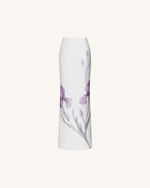 Iris Motif Maxi Skirt - White