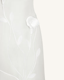 Strapless Floral Polyester Dress - White