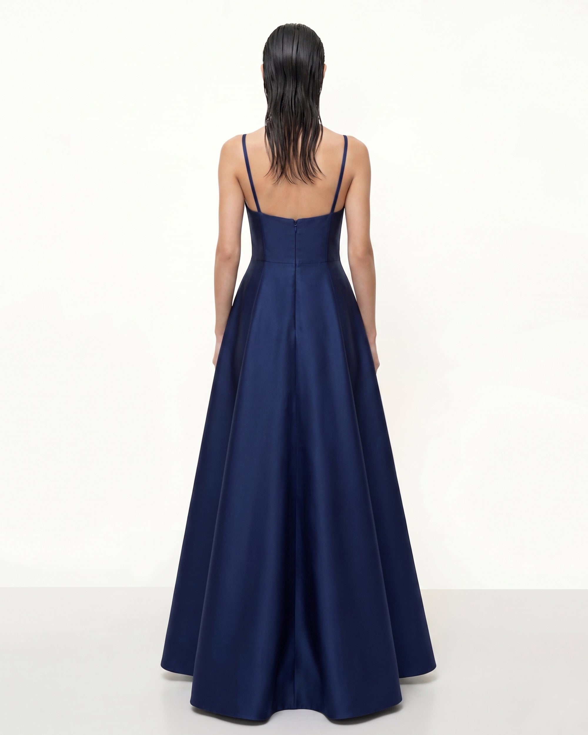 Iris Embroidered A-Line Maxi Dress - Navy Blue 10