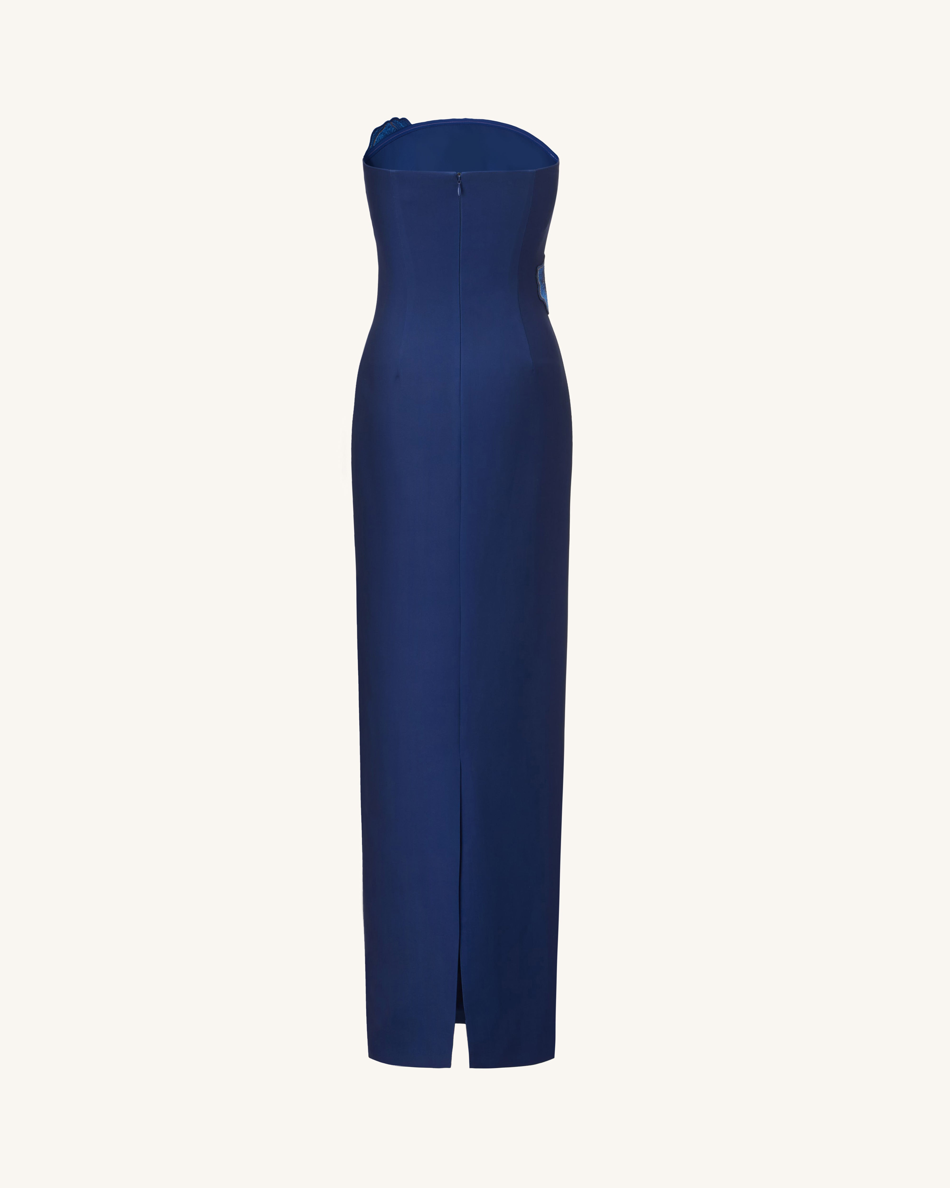 Iris Embroidered Strapless Maxi Dress - Navy Blue | JW PEI