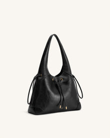 Celandra Drawstring Hobo Bag - Black