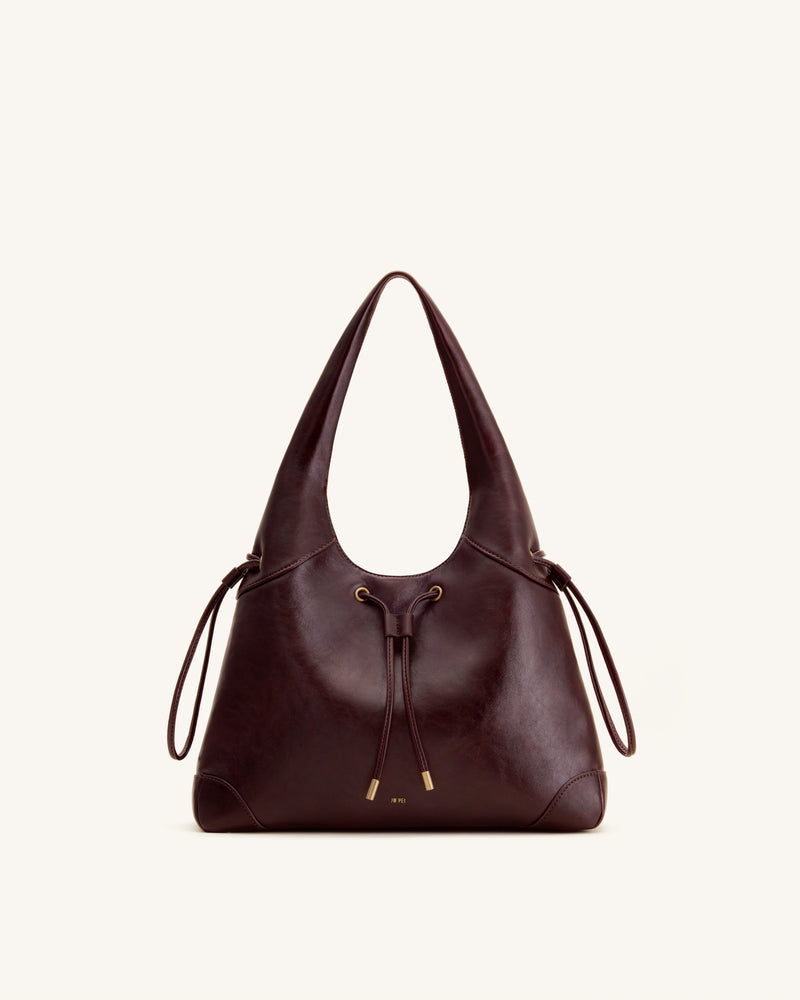 Celandra Drawstring Hobo Bag - Deep Burgundy