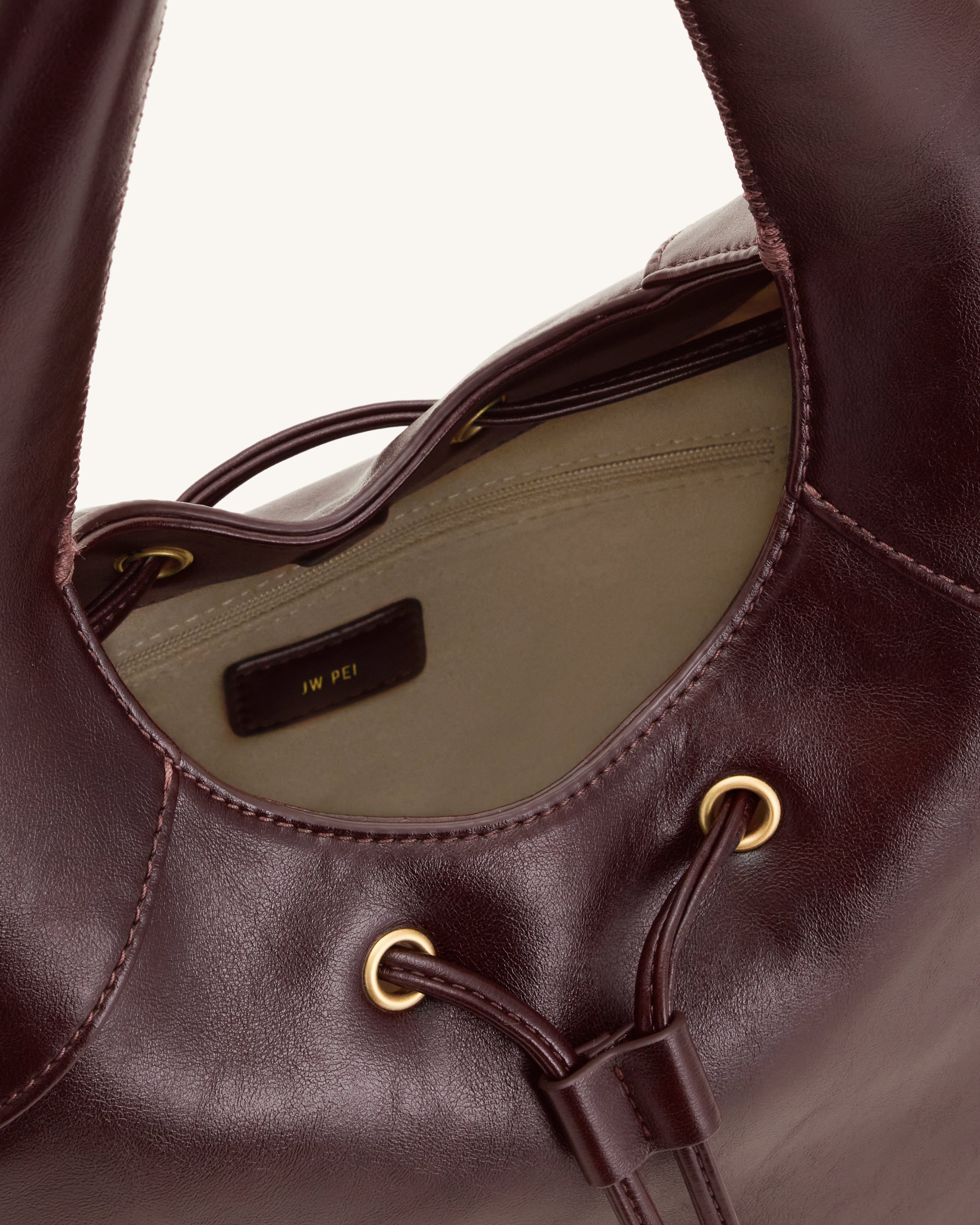 Celandra Drawstring Hobo Bag - Deep Burgundy | JW PEI