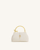 Bruna Dachshund Metal Handle Top Handle Bag - White