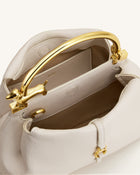Bruna Dachshund Metal Handle Top Handle Bag - White