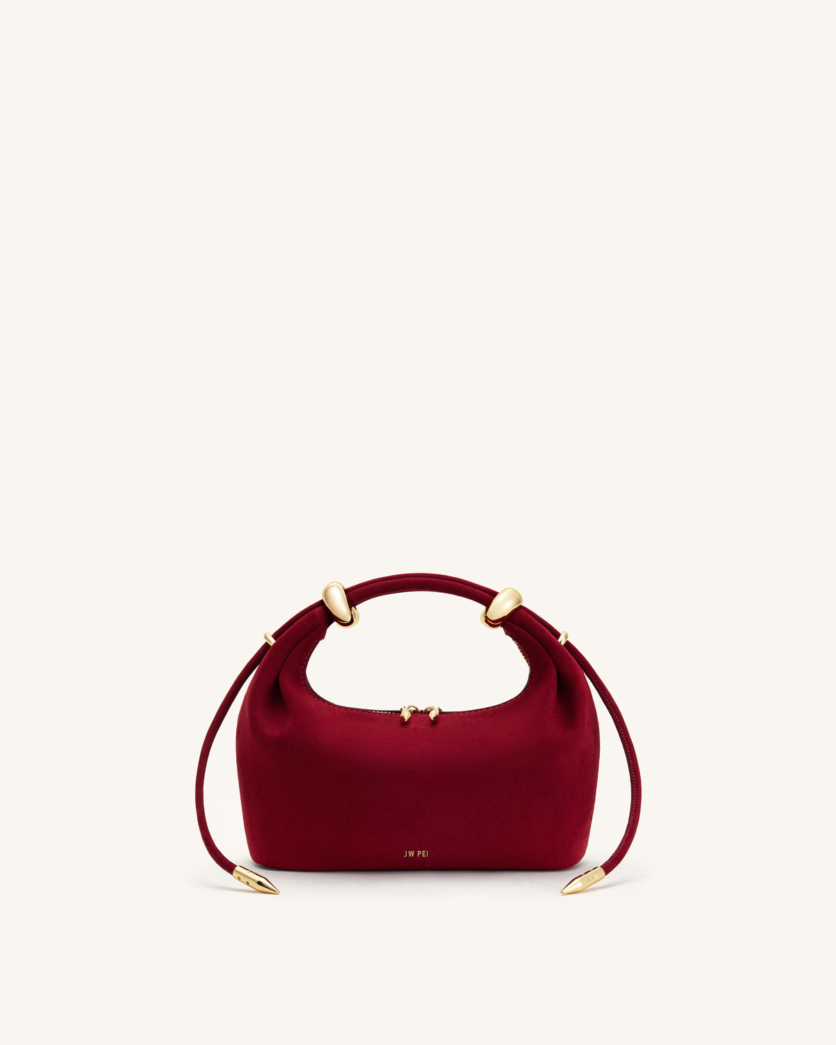 Ellie Faux Suede Metal Ring Embellished Top Handle Bag - Burgundy