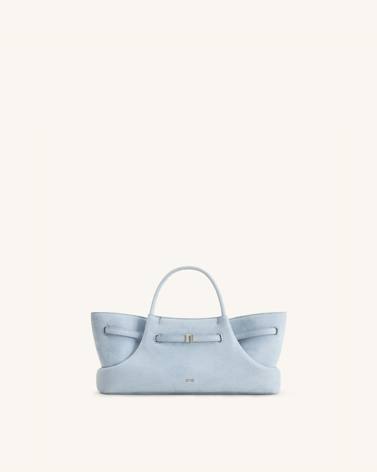 Maeve Dachshund Metal Charm Faux Suede Tote Bag - Blue