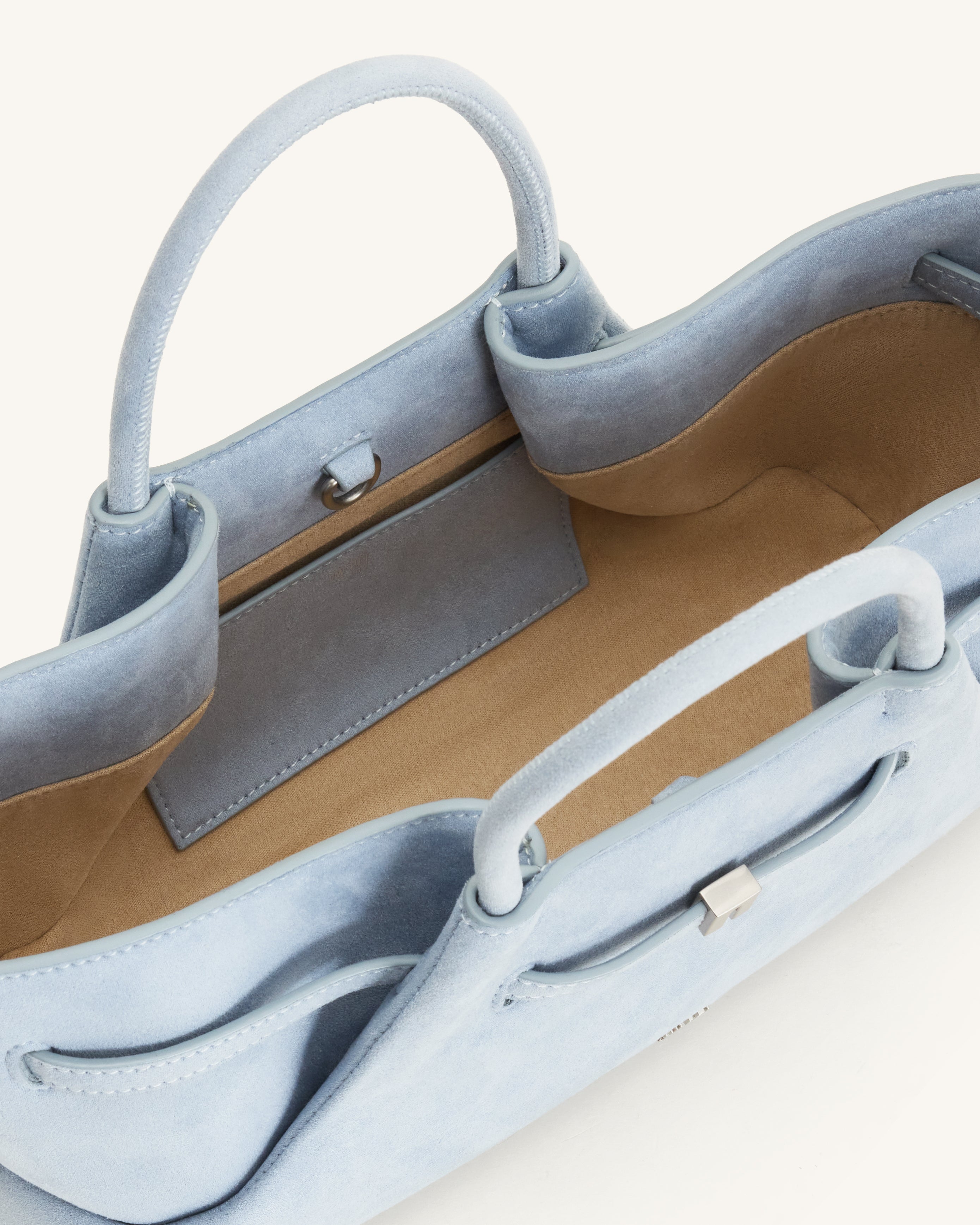 Maeve Dachshund Metal Charm Faux Suede Tote Bag - Blue | JW PEI