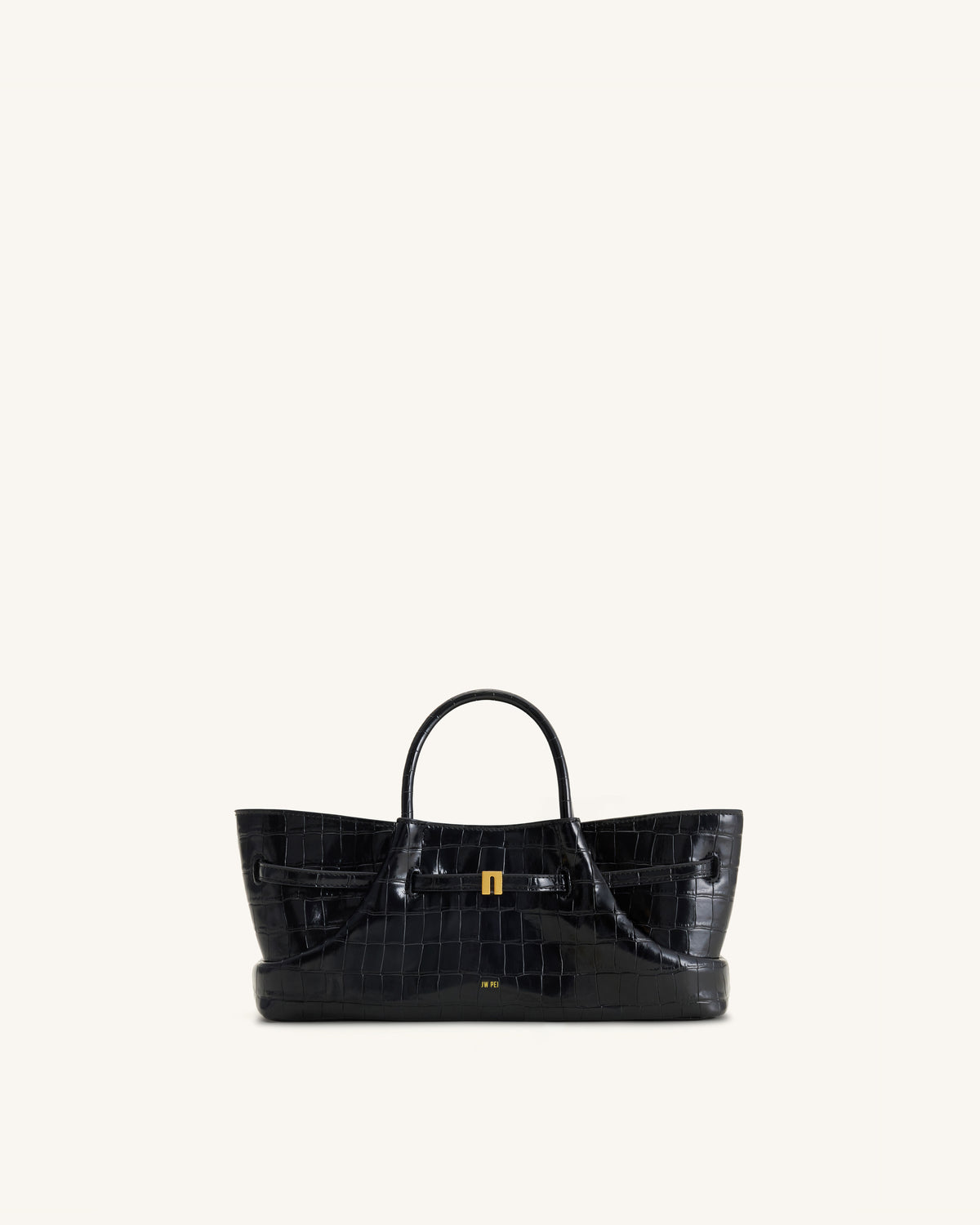 Maeve Dachshund Metal Charm Tote Bag - Black Croc