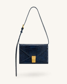 Clio Envelope Crossbody Bag - Navy Croc