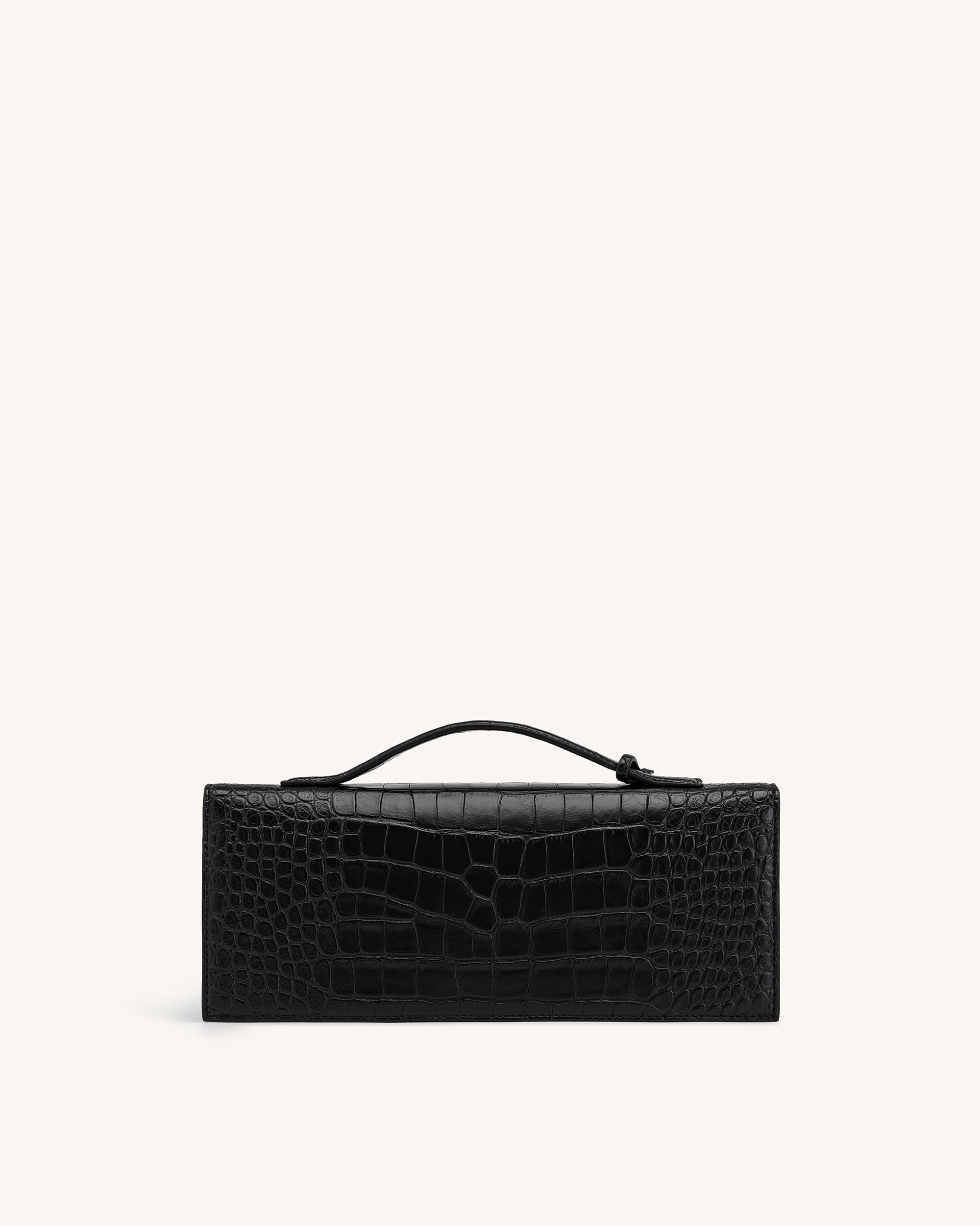 Celeste Envelope Top Handle Bag - Black Croc